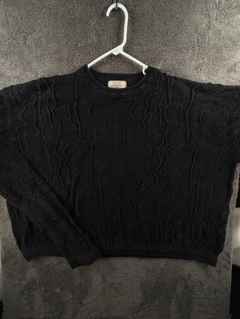 COOGI Australia 5XL Sweater Knit Intricate Black Cotton Pullover Crop Short
